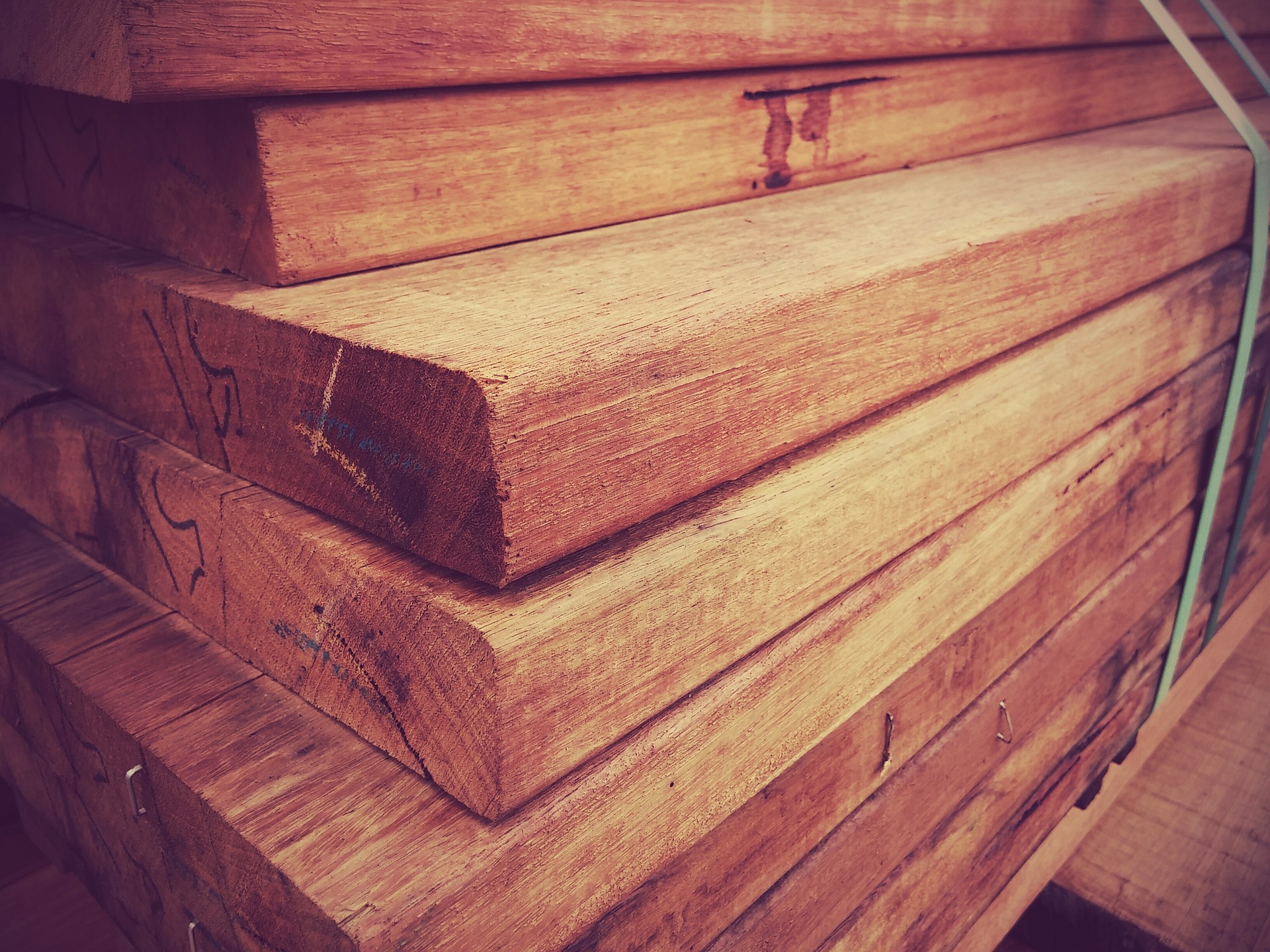 Stacked timber ready for truss manufacturing